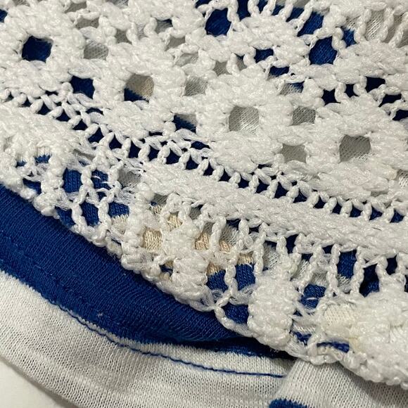 Anthropologie Postmark Crochet Lace Overlay Striped Swing Tank - White/Blue - M - Picture 5 of 11